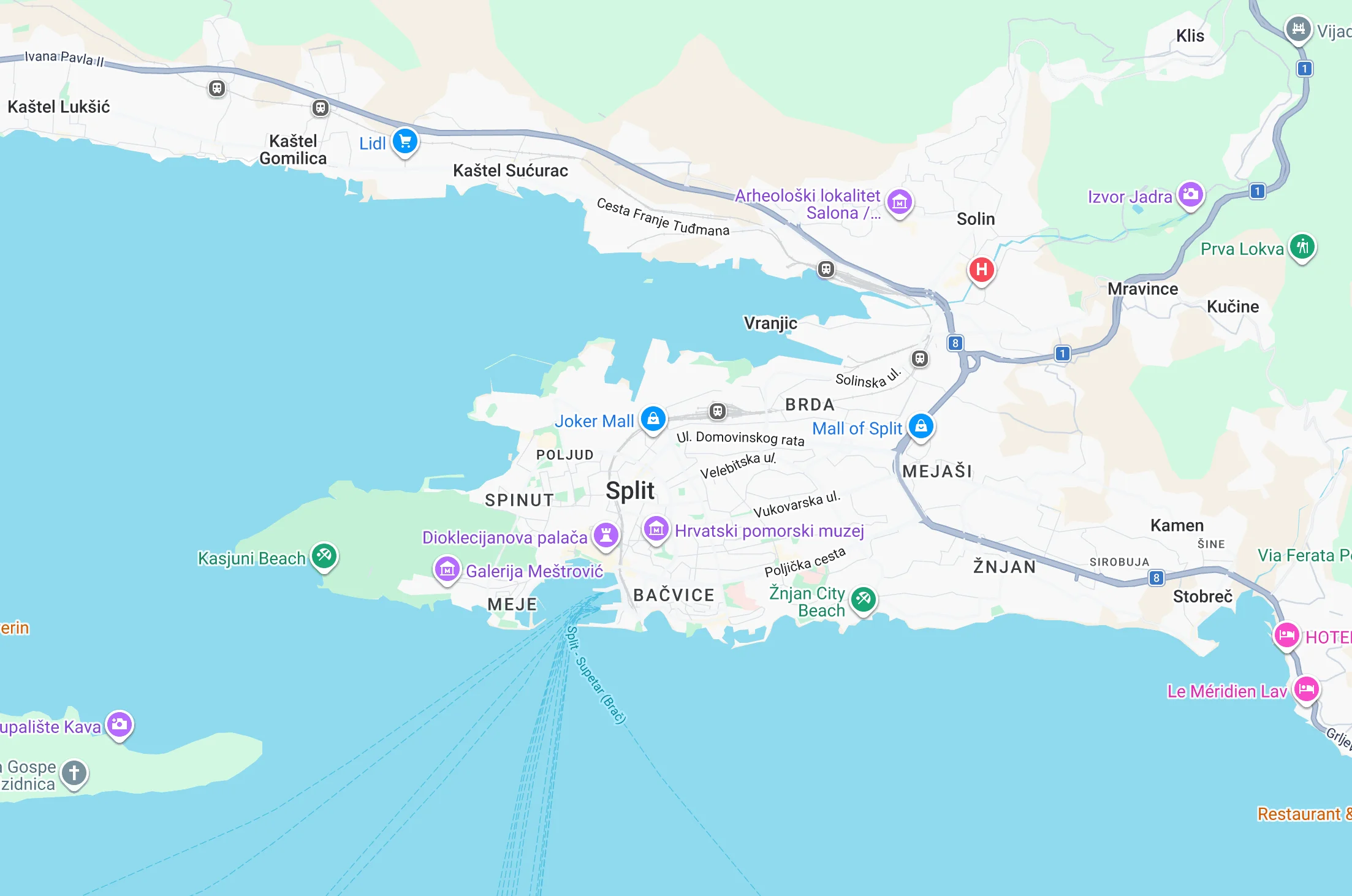 Karta Splita s lokacijom Rezal u Dračevcu